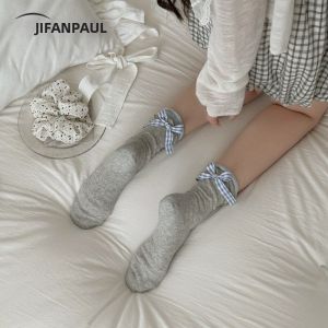 JIFANPAUL | Spring and Summer New Ins Style Double Cuff Bow Breathable Thin Socks