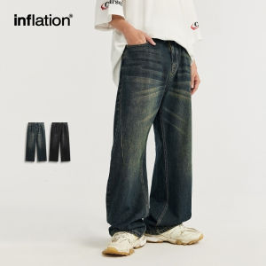 กางเกงยีนส์ขาบานสำหรับผู้ชาย กางเกงยีนส์ขาสั้นย้อนยุคใหม่เอี่ยมอินเทรนด์ 2024