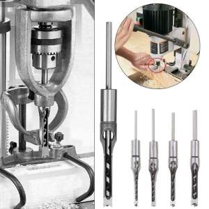 Mata Bor Bobok Kayu Persegi Hole Drill Bit 9.5mm(3/8)/10mm/12.7mm(1/2)Bahan Baja Kerajinan Kayu Mata Bor Perkayuan Lubang Persegi Pahat Mortising Kit Mortise Tenon Alat Kayu
