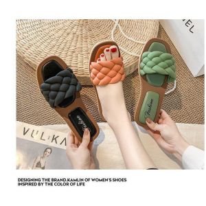 Selipar Wanita Kasut Perempuan Slipper Women Casual Slippers Black White Summer Soft Sole Flip Flops