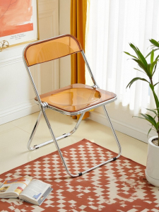 Modern Simple Acrylic Crystal Folding Chair Makeup Bench Photography Chair Transparent Plastic Dining Chair for Clothing Store