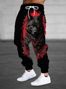 Hot Selling Fashionable and Cool Skull Pattern Mens Casual Elastic 3D Printed Loose Fit Winter Outdoor Pants in Large Size