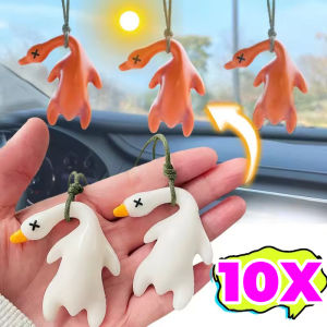 10PCS Funny Sunlight Color Changing Roast Duck Pendant UV Temperature Sensing Duck Keychain Car Rearview Mirror Hanging Decoration