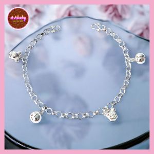 🌈AAbaby Galleries AA425 Original Baby Silver Anklet Bracelet Mickey & Round Bells(Rantai Kaki/Tangan/Gelang Bayi/Kanak