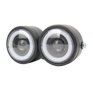 Motorcycle Twin Headlight LED Universal Double Front Head Lamp with Bracket Street Dual Sport Dirt Bikes Street Cafe Racer