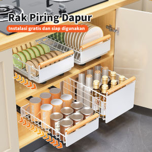 Rak Piring Pengering Piring Lemari Dapur Tarik Keluar Rak Piring Penyelenggara Rak Penyimpanan Piring Rak Dapur Serbaguna
