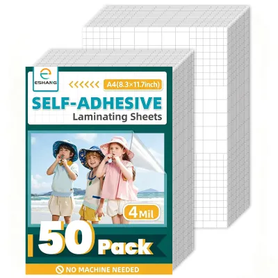 A4 MATTE 50 pcs Self Adhesive Laminating Sheets 4mil No Heat Laminating Sheets Self Sealing Laminating Sheets for Laminator