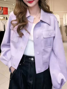 Elegant Stylish Suede Jacket for Petite Women Spring Autumn
