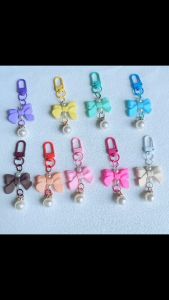 Jing Jing Bow Candy Color Pendant Key Chain Fashion Car Keychain Mobile Phone Case Charm Bag Pendant Handbag Accessories