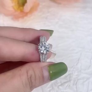 2 CT Diamond Engagement Ring Sterling Silver Certified D Color Moissanite Diamond Weddig Eternit Rings for Women Fine Jewelry