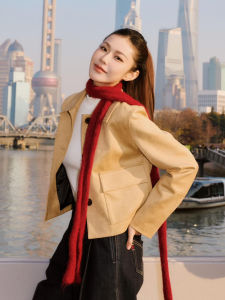 DANTING | Khaki Short Stylish Vintage Jacket For Spring