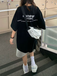 Casual Sports Two-Piece Set for Women Summer Short Sleeve Crewneck Pullover Shorts Large Size Loose Fit Running Vest