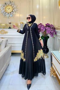 Gamis abaya auter 2in1 Terbaru terviral 2023//Promo COD//Arabian bordir bertabur Mote Swarosky Termewah Termurah elegan//Yunita Lestari Fashion//