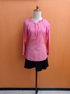 atasan wanita pink M L cewek blouse lengan panjang kerja kuliah blouse