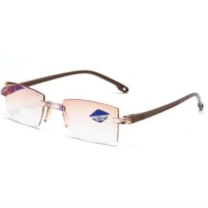 Bifocal Progressive Reading Glasses Diamond-cut Men Blue Light Blocking Multifocal Eyewear Ultralight Rimless Eyeglasses