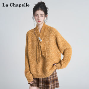 La Chapelle | Casual Loose Fit V-neck Sweater and Scarf Set