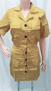 Set 1089-80 Stelan Button Shirt Bahan Katun Rami Realpic LD 98 PJ 43 Rok Pinggang Karet PJ 44 CM