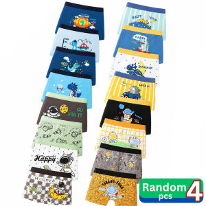 4/8 Pack of Kids Underwear Cotton Soft Breathable Boys Boxer Briefs Random Pattern Print Children Bottom Boxers Shorts Aged 3-14