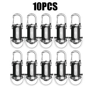 Mini Keychain Flashlight Rechargeable Pocket COB Working Light Outdoor Hook Emergency Warning Light for Camping Walking Hiking
