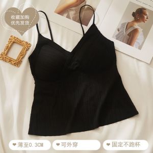 Áo Ba Lỗ Không Dây Kiểu Pháp Mới Có Đệm Ngực Áo Vest Bên Trong Lưng Đẹp Quần Lót Áo Vest Xếp Ly Chất Liệu Polyester Mùa Hè 2024