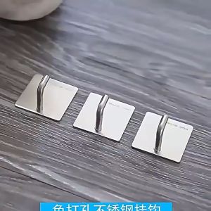 10Pcs Adhesive Hook Wall Hooks Stainless Steel Wall Mounted Hook Self Adhesive Nail-Free Storage Hooks Bathroom Toilet Multipurpose Heavy Duty Hooks