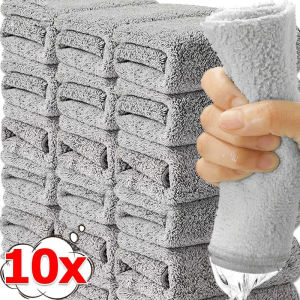 10/30pcs Super Absorbent Kitchen Cloth Dish Towels / Gray Bamboo Charcoal Microfiber Cleaning Cloths / Reusable Household Wiping Rags