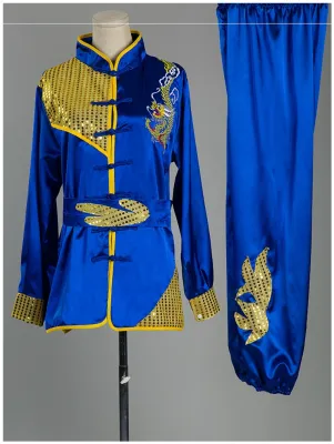 New High-End Children Adults Martial Arts Practice Performance Clothes Dragon Men Women Short Sleeve Group Competition