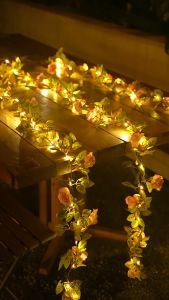 La Cucina 40L LED Solar Powered Light Party Fairy Outdoor Solar Rose Flower String Lights Patio Garden 2meters