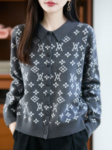 เสื้อคาร์ดิแกนถักคอโปโลผู้หญิงทรงหลวมแขนยาวผ้าขนสัตว์เนื้อนุ่ม สไตล์ลำลอง ปกติ ปกติ ปกติ ปกติ ปกติ