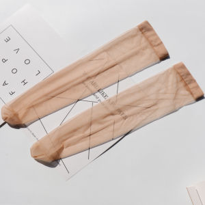 Womens Mid-Calf Silk Stockings Thin Transparent Anti-Catch Thread Summer Autumn Sun Protection Half Tube Meat Color Long Socks