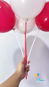 Stik Balon merah Putih isi 10 / Tangkai Balon / Gagang Balon / stick latex