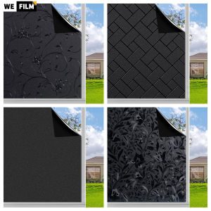 Privacy Black Window Film Static Cling Glass Film Blackout Window Tint Full Blackout Frosted Glass Window Sticker for Home Office