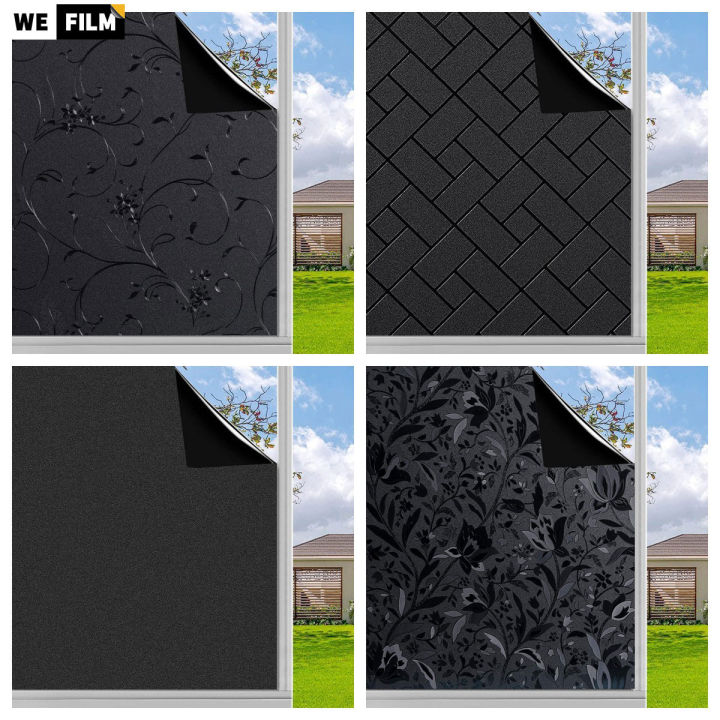 Privacy Black Window Film Static Cling Glass Film Blackout Window Tint