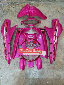 ชุดสีเวฟ110/เวฟ100เก่า สีชมพูพร้อมติดลายตามแบบหรือตามลูกค้าสั่ง [1ชุดมีทั้งหมด13ชิ้นตามรูป] มีรุ่นดิส/และรุ่นดั้ม