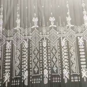 Kain Bahan Plisket Motif Etnik Silk Stretch Satin Premium