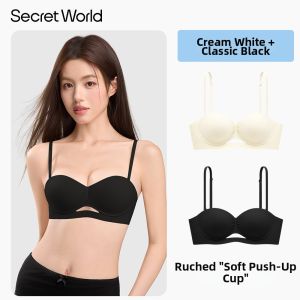 Secret World | Breast Enlarging Gathering Bralette Thin No-Strap Beautiful-Back Bra