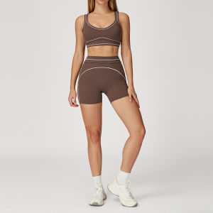 European and American Color-blocking Velvet Yoga Set Spaghetti Strap Beauty Back High-end Sensation Stretch Tight Sportswear