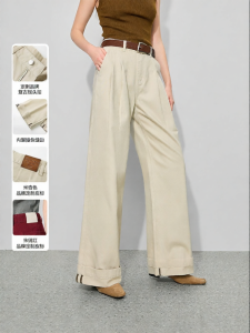 BEIQIANI | New Summer 2026 Loose and Versatile Washed Cotton Wide-leg Jeans