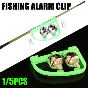 5Pcs Luminous Light Twin Bells Clip On Night Fishing Tools Rod Bite Alarm Portable Bow Bell Fast Fishing Tackle Accessories