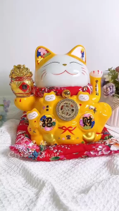 【现货】20cm 一桶金黄色招财猫摆件｜财源滚滚 × 旺运聚福 × 鸿运连连｜Golden Fortune Bucket Lucky Cat Figurine｜Wealth Flow • Prosperity • Abundance