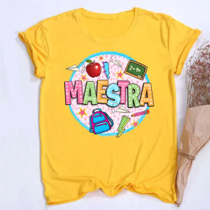Sanrio | Retro Maestra Word Shirts Teacher Life Women Shirt Teacher Appreciation Gift Back To School Top Tee Gifts Maestra T-shirts