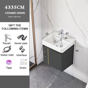 40/50/60/70/80cm Aluminum Bathroom Cabinets Set Storage Mirror box with Ceramic toilet wash basin bathroom sink