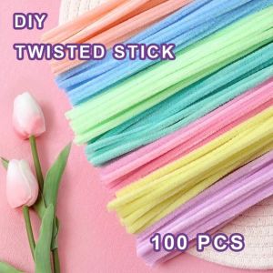 100PCS Colorful Twisted Stick Dense Fuzzy Wire Pipe Cleaner Craft Flower DIY Handmade Bouquet Handmade Toy