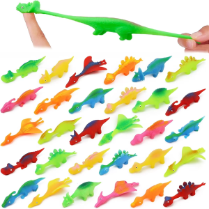 Colorful Dinosaur Finger Catapult Toys Party Favors Sticky Rubber Dino Flying Catapult Fidget Toys for Kids Birthday Party Gifts