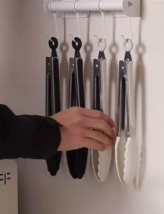 GOLIFE 9/12 Inch Silicone Food Clip Stainless Steel Kitchen Clip Silicone Tongs Heat Resistant Non-Stick
