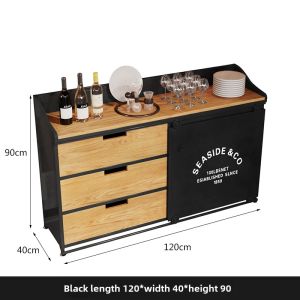 Tea Table Narrow Iron Retro Sideboard Cabinet Solid Wood American Equipment Sideboard Guest Storage Organizer Cabinet Long Kitchen Cabinet