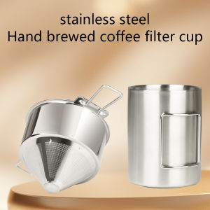 Stainless steel folding ear filter cup no filter paper easy to carry and clean funnel outdoor camping coffee utensils