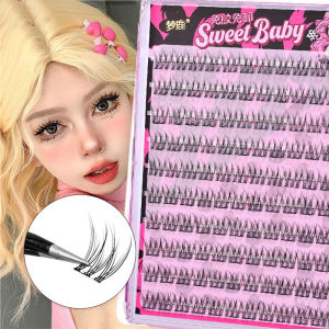 ขนตาบนขนตาหนาฟูขนตาปลอมติดกาวในตัวแผ่นขนตาสีดำธรรมชาติแบบ DIY Perlengkapan Rias วงการปลูกถ่ายขนตาแบ่งส่วนตา