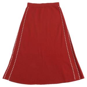 WUSEWUWEI | Colorless Odorless High Waist Knitted Red A-Line Mini Skirt For Women Elegant Style Midi Skirt Pure Color Decorative Stitch