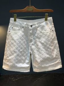 Summer New Loose Mens Denim Shorts Five-Foot Break Hole White Trendy Brand Mid-Waist Straight-Cut Breathable Casual Shorts
